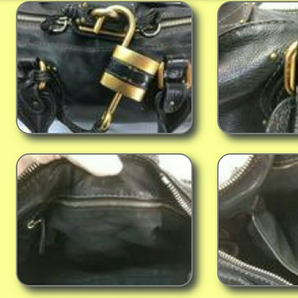 Chloe Paddington Shoulder Tote Lock Key Black Gold - Picture 3 of 6